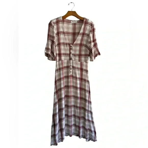 Urban Outfitters Plaid Button Down Maxi Dress Size SP - Picture 2 of 11